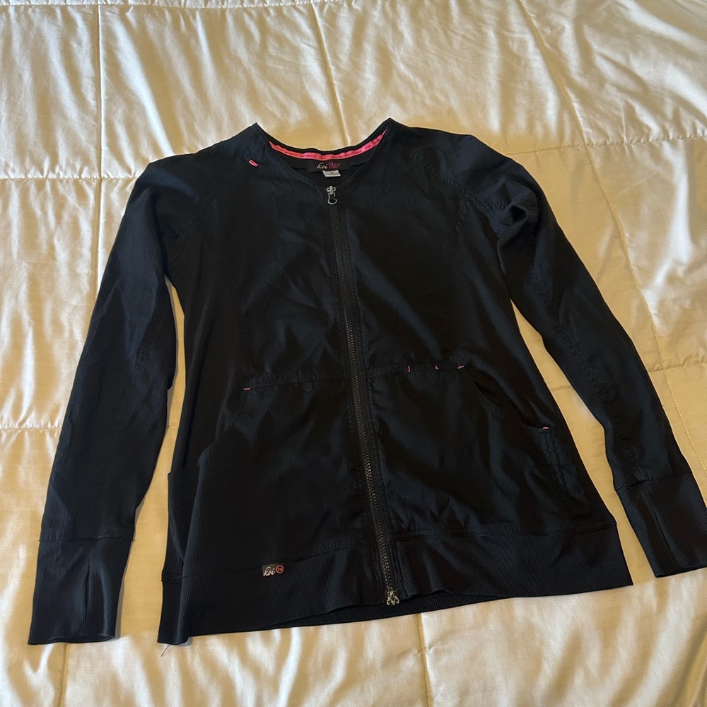 Koi Lite Black Scrub Jacket with Pink Accents